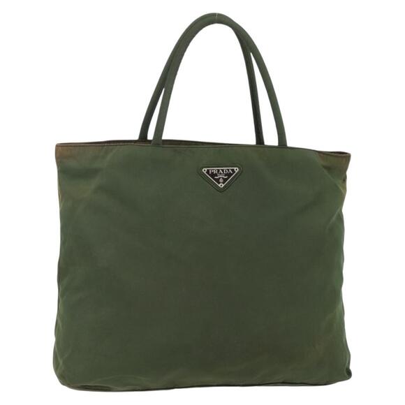 PRADA Handbags - PRADA Tote Bag Nylon Khaki Silver Auth bs29922